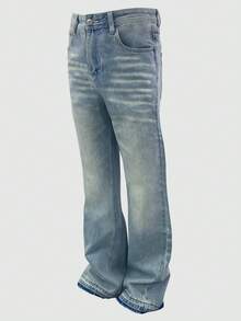 leev 男士街头时尚水洗插袋阔腿牛仔裤