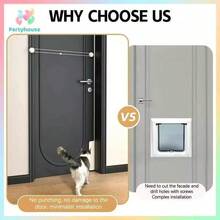 1 Conjunto Abridor De Porta De Gato De Estimação Alça Automática Quarto Privado Banheiro Acessórios Internos - Bege - Visão 3