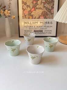 1pc 130ml Vintage Lily Ceramic Tea Cups, Hand-Painted Grip Small Tea Cups. Suitable For Afternoon Tea, Small Capacity Coffee Cups, Home & Restaurant Use - Multicolor - View 3