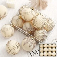 12pcs 3.15inch Elegant Champagne Christmas Ornaments - Round Holiday Christmas Tree Decorations, Suitable For Home & Wedding Celebrations, Music Themed Holiday Hanging Balls, Winter Home Decor And Holiday Celebrations, Holiday Parties, Christmas Parties, Room Decor, Holiday Decorations, Festive Decor, Party Favors, Fun Christmas Party Decorations, Christmas Holiday, Happy New Year, Christmas Decorations, Perfect Christmas Gift For Friends Halloween Halloween Decor