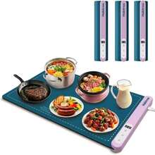 3-Pack Silicone Food Warming Mat &Amp; Food Warmers For Parties Buffet - Rapid Heating 6-Level Temp Control, Rollable Portable Easy Clean - Value Set For Gatherings &Amp; Home Daily Use(Blue) - Peacock Blue - View 1