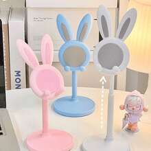 1个可爱手机支架，可调节兔子手机支架，桌面可爱兔子手机支架，兼容所有手机，桌面支架，可爱手机支架，手机配件，办公空间配件，兔子造型，趣味装饰，可爱兔子手机支架，桌面角度和高度可调节手机支架