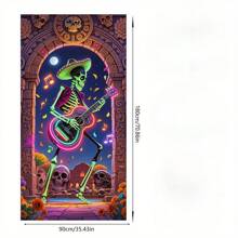 2D Door Curtain Hanging Banner, Party Celebration Banner, Polyester Material, Mexican Day Of The Dead Theme Doorway Decoration Banner, 2D Hanging Decor Banner, Halloween Door Curtain Decor For Room And Porch, Festival Party Supplies Background, No Electricity Required