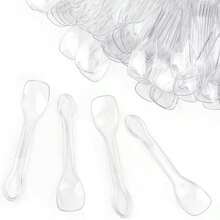 100PCS Tasting Spoons Ice Cream Dessert Taster Spoons Plastic Mini Spoons Disposable Dessert Spoons For Miniature Dessert Cups, Sampling, Small Catering Supplies, Tasting Party (Clear) - Clear - View 1