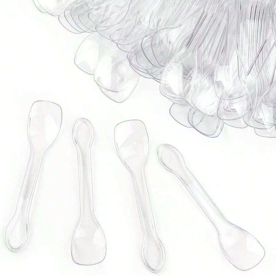 100PCS Tasting Spoons Ice Cream Dessert Taster Spoons Plastic Mini Spoons Disposable Dessert Spoons For Miniature Dessert Cups, Sampling, Small Catering Supplies, Tasting Party (Clear) - Clear - View 1