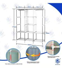 Closet Armable, Armario Organizador, Rack Organizador con Lona Anti-Polvo, Para Ropa, Bolsas y Zapatos, Fácil de Armar, Compacto, Para Habitación - Gris - Ver 10