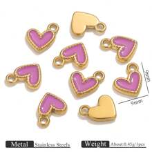 1/5 Stück 304 Edelstahl 18k Vergoldete Emaille-Öltropfen Herz Anhänger, Edelstahl-Charms für Damen, zum Selbermachen von Armbändern, Halsketten und DIY-Schmuckzubehör-Anhängern