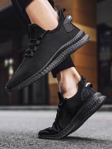 Men's Low-Top Breathable, Lightweight, Non-Slip, Wear-Resistant, Outdoor, Four Seasons Fashion All-Match Men's Shoes Running Shoes Sports Shoes - 黑色 - 查看 3