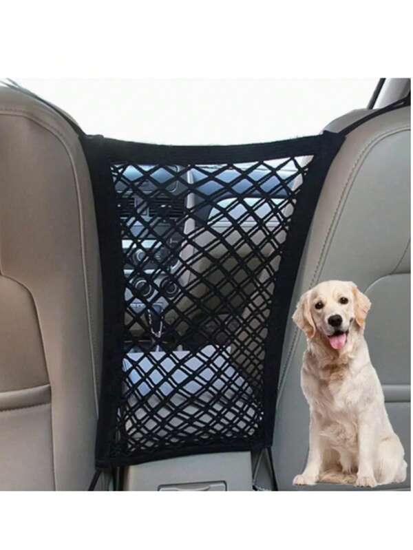 Multi Functional Polyester Dog Car Isolation Mesh Belt Mesh Storage Bag - Vehicle And SUV Safety Pet Isolator, Easy To Install