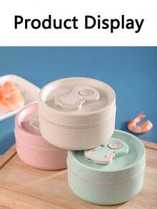 Portable Compact Wheat Straw Lunch Box, Microwavable Sealed Bento Box - Multicolor - View 5
