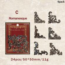 24 peças de adesivos de canto para scrapbook, material de papel para scrapbooking, arte, colagem, papelaria, planejador, decoração, diário, adesivos de lixo