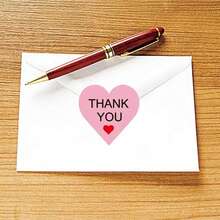 500pcs (1 Roll) Pink Heart-Shaped "Thank You" Stickers, Pink Stickers For Gift Packaging, Decoration, Envelopes, Flowers, Love Letters, 1inch Label Stickers, Suitable For Wedding, Bridesmaids Gifts, Thank You Cards, Baby Shower, Small Business Supplies