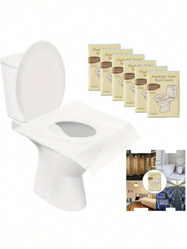 10/30/50/100 stuks wegwerp toiletbrilhoezen voor op reis - Draagbare toiletbrilhoezen voor op reis en in hotels, grote waterdichte universele stoelhoes, oplosbaar in papier, badkamerdecoratie, zomer