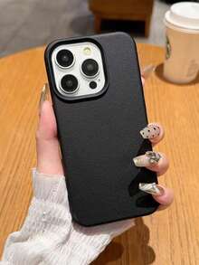 极简主义时尚材质仿皮纹理黑色保护手机壳，加厚防震，印花设计适用于 16 XR /7/8、 15 Pro Max/12 Pro Max/13 Pro Max/14 Pro Max、13 14 11 12、P14 女款 P11、P12 防摔 XS.XR /78P.78GES2 手机壳防水防刮 - 彩色 - 查看 2