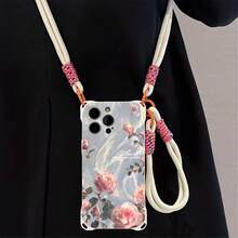 Funda para teléfono 1 pieza Una elegante correa para el hombro tipo bandolera, patrón Correa para el hombro tipo bandolera Correa de mano anticaída de cuatro esquinas Funda protectora para teléfono móvil Puede colgarse hacia atrás Funda para teléfono móvil suave adecuada para la serie 12 13 14 15 16 Pro Pro Plus - - Colores mixtos 1 - Ver 4