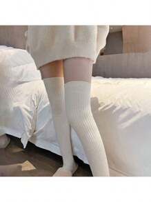 1 Pair Of Thigh-High Warm Soft And Comfortable Autumn And Winter Socks, Over Knee Knitted Travel Outdoor Sports Leg Covers