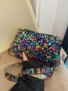 时尚彩色亮片单肩包