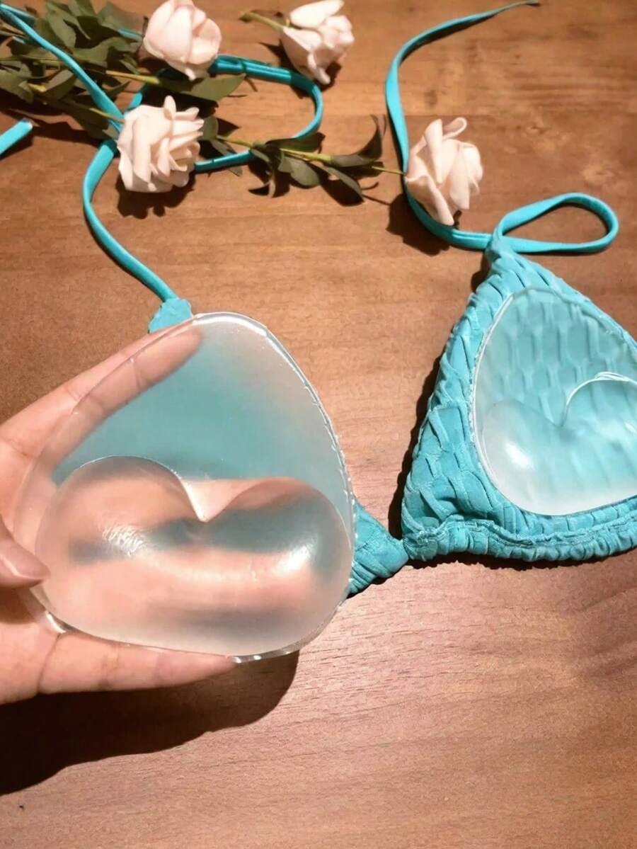 1 Pair Of Stylish Silicone Bra Inserts - Invisible, Reusable And Thickened Chest Pads For Halter Bikinis, Seamless Underwear That Enhance Bust, Soft And Comfortable Lingerie Accessories For Women - Multicolor - View 1