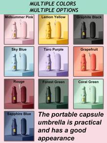 1pc 8-Rib Macaron Color Umbrella, Provides Reliable UV And Rain Protection, Portable Umbrella With Capsule Box Is An Excellent Gift For Lovers, Family And Friends, Made Of Super Flexible, Durable, Windproof, Rust-Proof, Lightweight Material, Suitable For Outdoor Hiking, Camping, Walking, Fishing And Other Activities, All-Season Essential