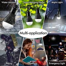 便携式露营灯迷你LED灯泡应急灯3种照明模式户外夜间工作灯帐篷挂灯带挂钩 - 彩色 - 查看 7