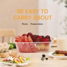 10/20/40个装食品储物盒，长方形外卖盒，带盖，PP材质，可微波炉加热，加厚外卖包装，适合包装零食、水果和蔬菜，透明盒身，经久耐用，卫生安全，边缘光滑，是婚礼、生日和外卖活动的理想之选。