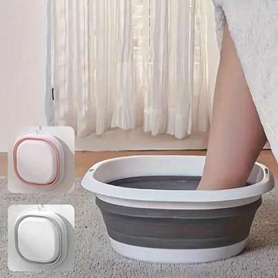 1 Set Foldable Basin, Wash Basin, Vegetable Basin, Foot Basin, Easy To Clean, Lightweight And Retractable, Suitable For Home, Dorm And Outdoor Camping Travel, Can Be Used As Camping Sink And Household Washing Basin, Bucket, Water Container, Fruit & Vegetable Basin, Cleaning Supplies - Thickened Plastic Foldable Foot Basin And Wash Basin - Back To School Essential, Halloween Gift, Christmas Gift, Folding Basin Set, Foldable, Bucket, Wash Basin.