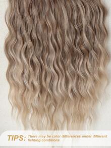 夹式接发 V 型渐变色 24 英寸长水波纹耐热纤维合成假发 适合女士女孩派对日常使用 - 漸變金色 - 查看 8