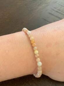 1pc Sunstone Handmade Bracelet, Natural Crystal Beads, Simple Style, Spiritual Or Self-Care Gift