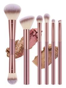 6pcs Makeup Brush Sets Double Headed Makeup Brush Concealer Brush For Liquid, Cream, And Powder - Buffing, Blending, And Face Brush,Brush Set,Makeup Brush Kit,Make Up Brush Set,Make Up Set Complete,Makeup Brush Set,Complete Makeup Kit,Brush Kit,Brushes Makeup Set,Makeup Gift Set - Baby Pink - View 1
