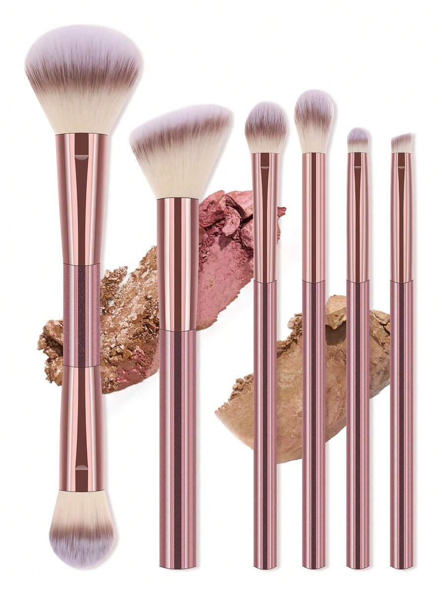 6pcs Makeup Brush Sets Double Headed Makeup Brush Concealer Brush For Liquid, Cream, And Powder - Buffing, Blending, And Face Brush,Brush Set,Makeup Brush Kit,Make Up Brush Set,Make Up Set Complete,Makeup Brush Set,Complete Makeup Kit,Brush Kit,Brushes Makeup Set,Makeup Gift Set - Baby Pink - View 1