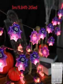 10 Lights/20 Lights Purple Spider Web Light String, Holiday Decoration, Halloween, Purple Spider Web LED Light String, Suitable For Shopping Malls, Indoor, Home, Windows, Rooms, Gifts, Parties, Halloween Decor Light Home Decor Party Decor Halloween Decoration Room Decor Halloween Garden Decor For Gift Fairy