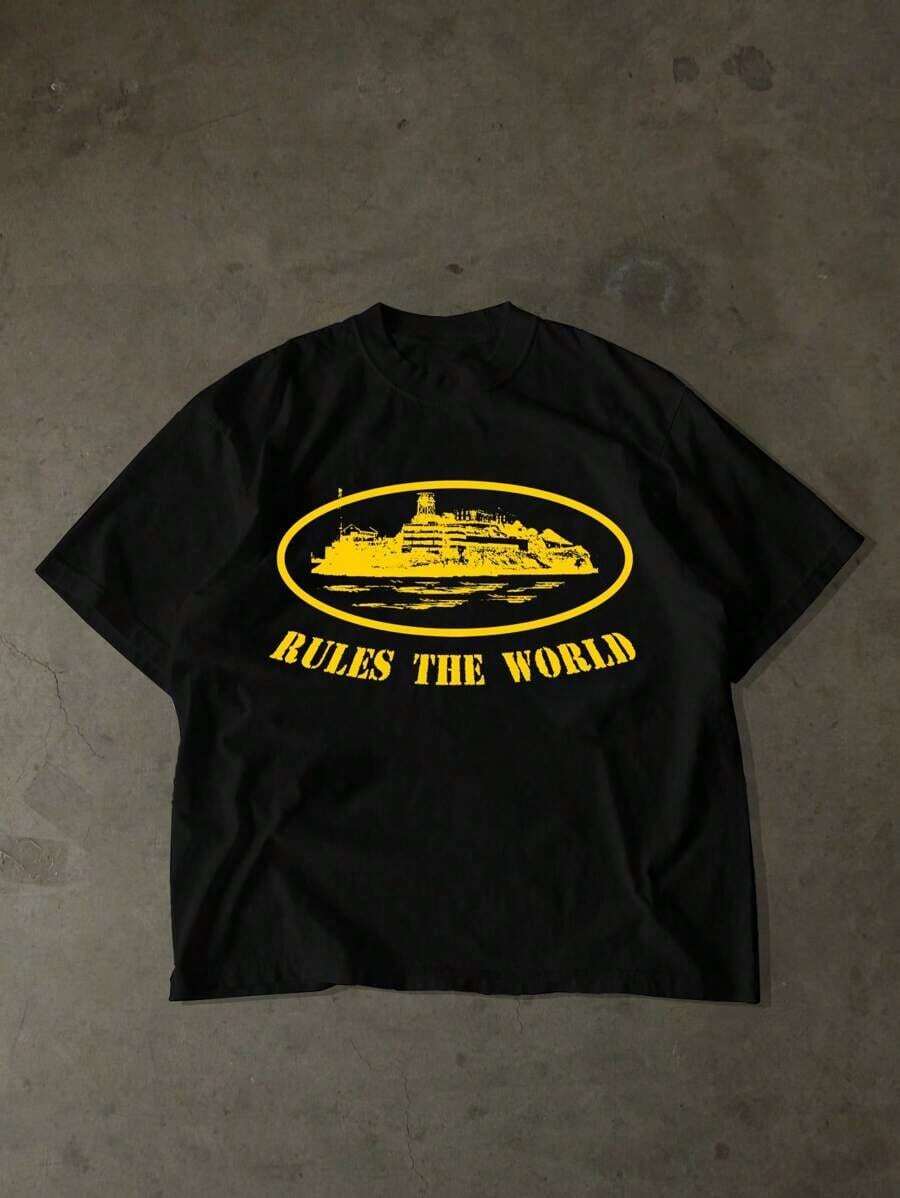 Men's New Fashionable Hip-Hop Style Printed T-Shirt - màu đen - Xem 1