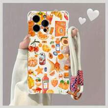 Funda para teléfono 1 pieza Una elegante correa para el hombro tipo bandolera, patrón Correa para el hombro tipo bandolera Correa de mano anticaída de cuatro esquinas Funda protectora para teléfono móvil Puede colgarse hacia atrás Funda para teléfono móvil suave adecuada para la serie 12 13 14 15 16 Pro Pro Plus - - Colores mixtos 1 - Ver 4