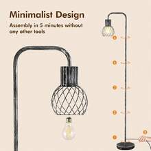 Local Delivery Industrial Floor Lamp, Antique Silver Standing Lamp Modern With 6W LED Bulb, Foot Switch, Metal Tall Lamps For Living Room, Bedroom Vintage Minimalist Farmhouse Design – Vintage Lighting, Modern Floor Lamp, Farmhouse Decor - Antique Silver Industrial Floor Lamp - View 7