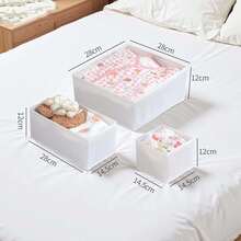 14-Pack Clothing Drawer Organizers - Fabric Baby Drawer Dividers, Foldable Washable Closet Storage Organizers - 3 Sizes For Underwear, Baby Clothes, Bras, Socks, Ties, Scarves, White