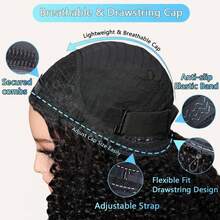 bling hair 200% Density Kinky Curly Half Wig Human Hair 34 Inch Wear And Go Deep Curly Glueless Wig /Headband Wig 3 IN 1 Curly Human Hair Half Wigs With Drawstring Seamless Flip Over Curly Half Wigs Human Hair Glueless Wear And Go Beginner Friendly Wigs Human Hair Headband Wig For Women Beginner Friendly Everyday Party Use Needed Long Black Wig Versatile Hairpiece Sleek Hairstyle Realistic Hairpiece Beauty Accessory Beginner Friendly For Sports, Vacation, Halloween, Christmas, Festivals, Proms, Outdoor, Cosplay, Campus, School, Beach, Wedding, Camping, Holiday, Summer Outfits, Charming, Elegant, Casual, Y2K Fashion, SS25 Styles, For Daily Use - Natural Black - 查看 10