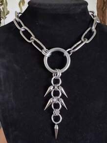 1pc Fashionable Creative Star Cone Geometric Pendant Necklace, Minimalist Gold/Silver Unisex Necklace Suitable For Party, Gathering, Outing, Performance, Music Festival, Daily Outfit Matching