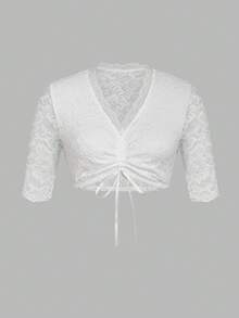 ii 女士德国 Dirndl 衬衫巴伐利亚啤酒节服装啤酒节短袖白色 Dirndl 衬衫短款上衣，万圣节 - 白色 - 查看 1