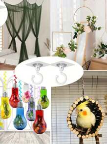 8pcs Rotatable Ceiling Adhesive Hooks - Easy Install, No Drill, Sticky Hanger For Hanging Plants, Lanterns, Wind Chimes, Contemporary Ceiling Decoration With Utility Hook