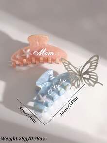 1 件夏季个性化海星名字设计亚克力发夹 - 闪亮装饰定制醋酸纤维发饰，适合新娘、伴娘、婚礼、周年纪念日和特殊场合，可爱发夹（套装包括礼品盒和拉菲草） - 彩色 - 查看 6