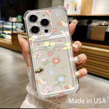 Funda para teléfono 1 funda transparente para teléfono móvil con ranura para tarjetas adecuada para teléfonos móviles 16 15 14 13 12 11 con tarjetas y fotos que se pueden insertar. - Colores mixtos 1 - Ver 1