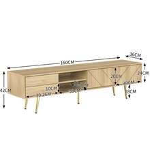 160cm TV Cabinet With Gold Legs, Two Drawers And Uniquely Designed Doors - 木材+MDF+刨花板+40-49英寸 - 查看 6