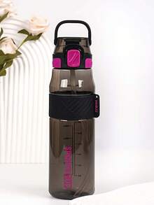 1个1000毫升/800毫升/600毫升户外运动便携水瓶，带吸管，耐用，绿色，带安全盖和提手，适合日常通勤、户外露营、办公、户外活动、万圣节、圣诞节和新年礼物 - 彩色 - 查看 17