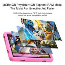 Unleash Their Potential! This Android 14 Kids' Tablet Features An 8-Core Processor, 8GB RAM (4GB + 4GB Expansion), And 128GB Storage For Endless Learning And Fun On Its 10.1-Inch 1280*800 IPS HD Screen. Stay Connected With 5G WiFi + WiFi 6, Enjoy Hours Of Play With The 8000mAh Battery, And Capture Memories With Dual Cameras. Parents Love The Parental Controls And Pre-Installed Educational Apps, All Safe In A Durable Protective Case!