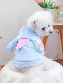 1 件宠物服装快乐小狗可爱卡通短法兰绒服装 - 蓝色大象 - 藍色 - 查看 2
