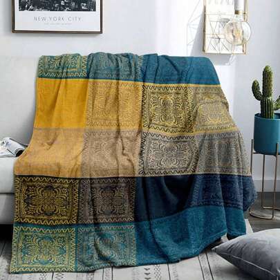 Bohemian Chic Flannel Throw Blanket - Soft, Warm & Versatile For All Seasons - Perfect For Couch, Bed, Office, Camping & Travel - Machine Washable