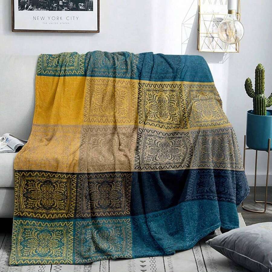 Chăn vải nỉ Bohemian Chic - Mềm mại, ấm áp và đa năng cho mọi mùa - Hoàn hảo cho ghế dài, giường, văn phòng, cắm trại và du lịch - Có thể giặt bằng máy - Nhiều màu - Xem 1