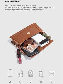 New Arrival Women Simple Versatile Mini Square Bag, PU Material Flap Magnetic Closure Anti-Theft Shoulder Crossbody Purse, Cute Purple-Red Handbag - White - View 5