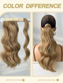 Extensión de cabello con coleta rizada marrón resistente al calor de 22 pulgadas - Dorado - Ver 6