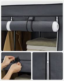 Closet Armable, Armario Organizador, Rack Organizador con Lona Anti-Polvo, Para Ropa, Bolsas y Zapatos, Fácil de Armar, Compacto, Para Habitación - Gris - Ver 3